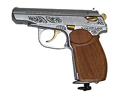 Пневматический пистолет Макарова МР-654К хром дерево 